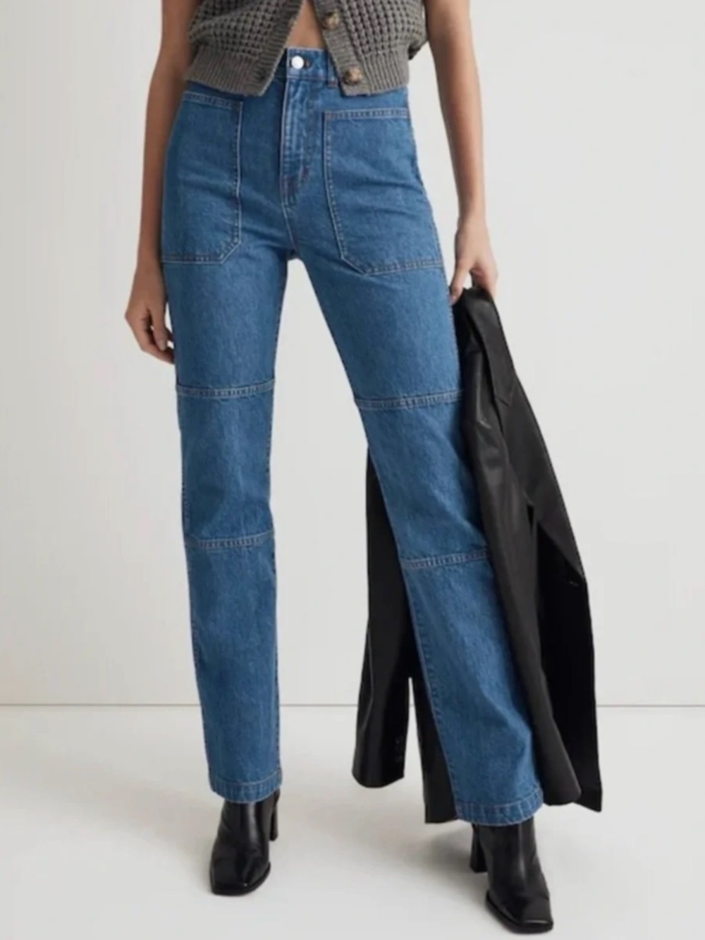 Madewell Blue The '90s Straight Utility Jean Fenwood Wash Comfort Stretch Sz 28